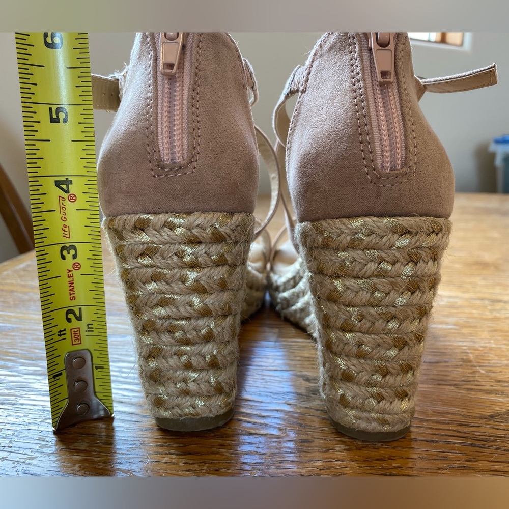 BKE Sole Davinia Platform Wedge Espadrille Sandal 7.5 Beige - Picture 3 of 10